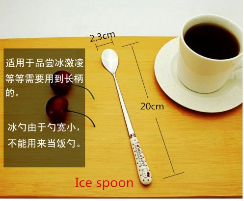 Ceramic Handle Stainless Steel Chopsticks Spoon Fork Tableware