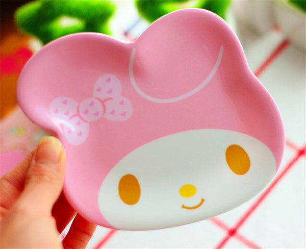 Kawaii Hello Kitty & Melody Round Mini Dish Plate